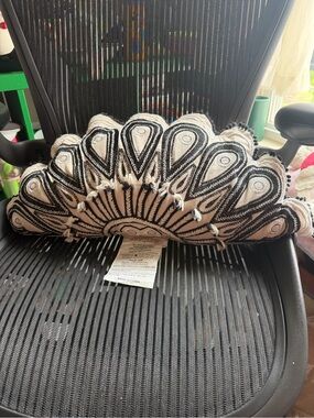 Opalhouse Mallorca Black & Cream Embroidered Fan-Shaped Decorative Pillow